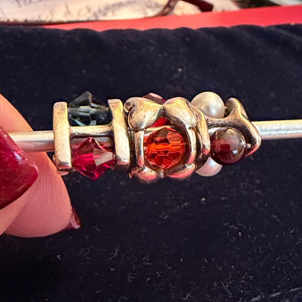 Set of silver trio multi color large Troll beads